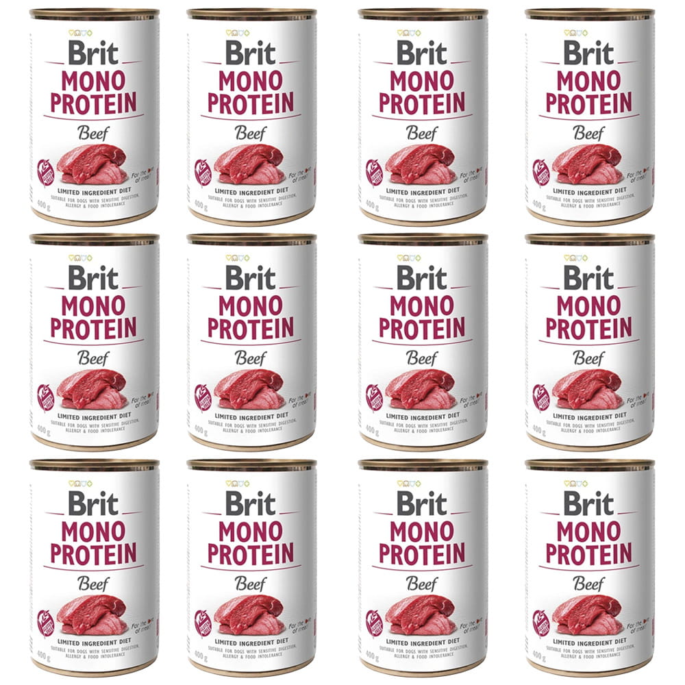 BRIT MONO PROTEIN Beef WOŁOWINA karma mokra w puszce dla psa pakiet 12x400g